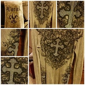 Vocal rhinestone long sleeve shirt